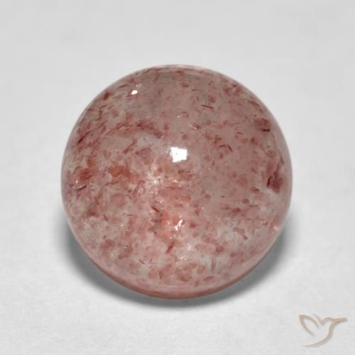 2.47ct 자연스러운 미디엄 핑크 딸기 석영, 둥근, 투명한