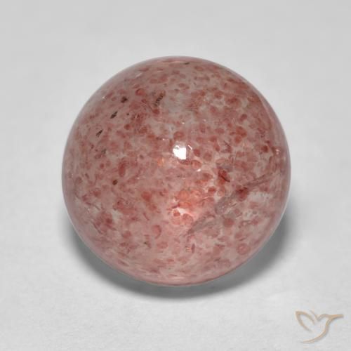 2.89ct 자연스러운 미디엄 핑크 딸기 석영, 둥근, 투명한