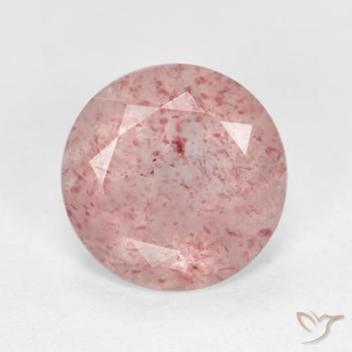 2.40ct 자연스러운 라이트 핑크 딸기 석영, 둥근, 투명한