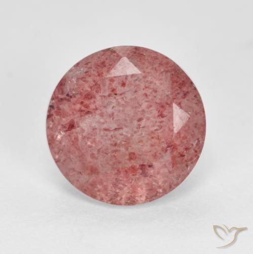 2.85ct 자연스러운 미디엄 핑크 딸기 석영, 둥근, 투명한