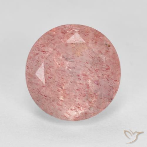 3.00ct 자연스러운 어시 핑크 딸기 석영, 둥근, 투명한