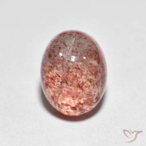 2.46ct 자연스러운 라이트 브릭 레드 딸기 석영, 타원형, 투명한