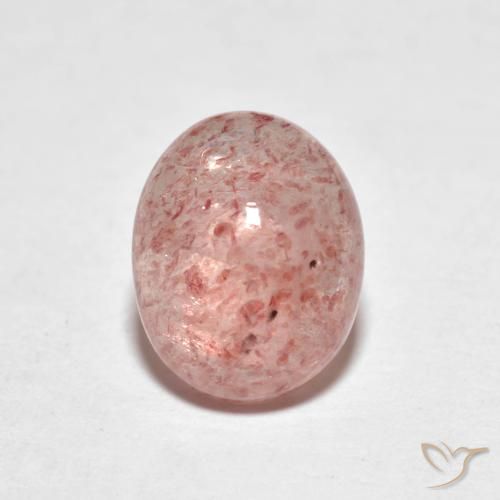 2.43ct 자연스러운 미디엄 핑크 딸기 석영, 타원형, 투명한