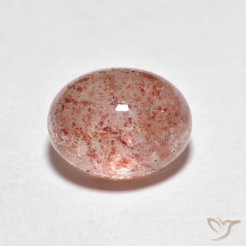 2.70ct 자연스러운 오렌지 핑크 딸기 석영, 타원형, 투명한