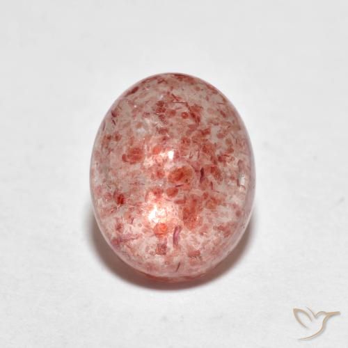 2.56ct 자연스러운 미디엄 핑크 딸기 석영, 타원형, 투명한