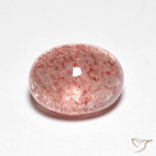 2.66ct 자연스러운 미디엄 핑크 딸기 석영, 타원형, 투명한