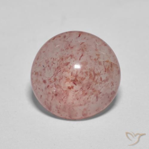 2.46ct 자연스러운 미디엄 핑크 딸기 석영, 둥근, 투명한