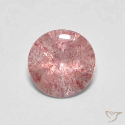 1.14ct 자연스러운 라이트 버블검 핑크 딸기 석영, 둥근, 투명한
