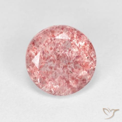 1.68ct 자연스러운 라이트 버블검 핑크 딸기 석영, 둥근, 투명한