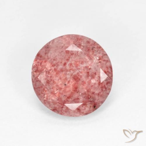 1.22ct 자연스러운 미디엄 핑크 딸기 석영, 둥근, 투명한