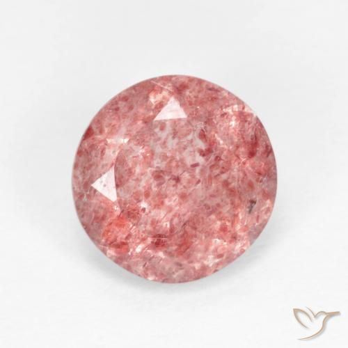 1.60ct 자연스러운 인디언 레드 딸기 석영, 둥근, 투명한