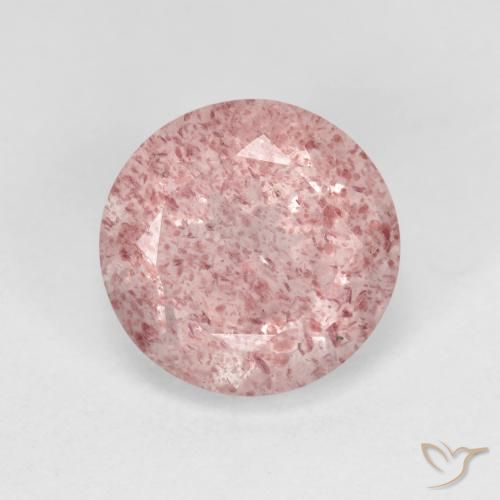2.47ct 자연스러운 라이트 버블검 핑크 딸기 석영, 둥근, 투명한