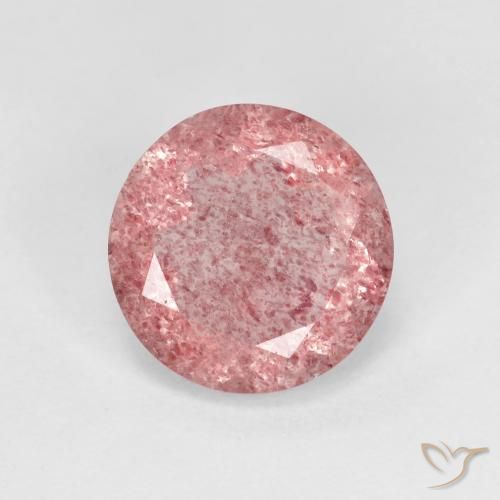 2.35ct 자연스러운 라이트 핫 핑크 딸기 석영, 둥근, 투명한