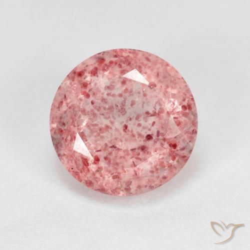 2.84ct 자연스러운 라이트 핑크 딸기 석영, 둥근, 투명한