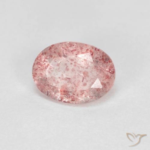 1.20ct 자연스러운 라이트 핑크 딸기 석영, 타원형, 투명한