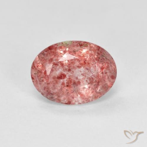 1.26ct 자연스러운 라즈베리 핑크 딸기 석영, 타원형, 투명한