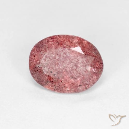 1.49ct 자연스러운 인텐스 레드 딸기 석영, 타원형, 투명한