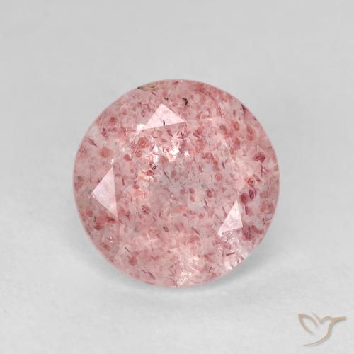 2.40ct 자연스러운 라이트 버블검 핑크 딸기 석영, 둥근, 투명한