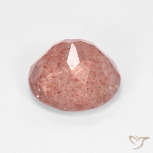 3.45캐럿 천연 옅은 붉은 오렌지 딸기 석영, 라운드 컷, 투명한