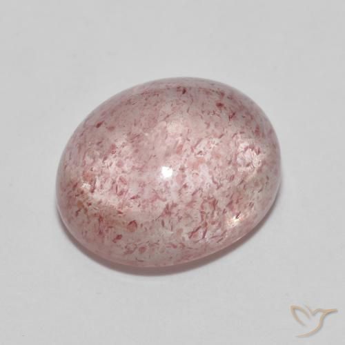 5.89ct 자연스러운 미디엄 핑크 딸기 석영, 타원형, 투명한