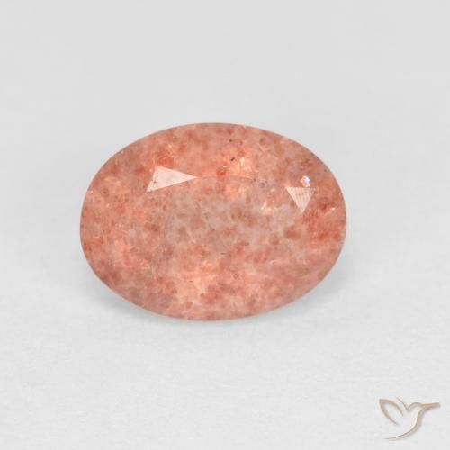 1.18ct 자연스러운 피치 로즈 핑크 딸기 석영, 타원형, 투명한