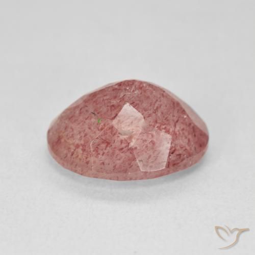 4.56캐럿 천연 Medium Light-Pink 딸기 석영, 타원형, 투명한