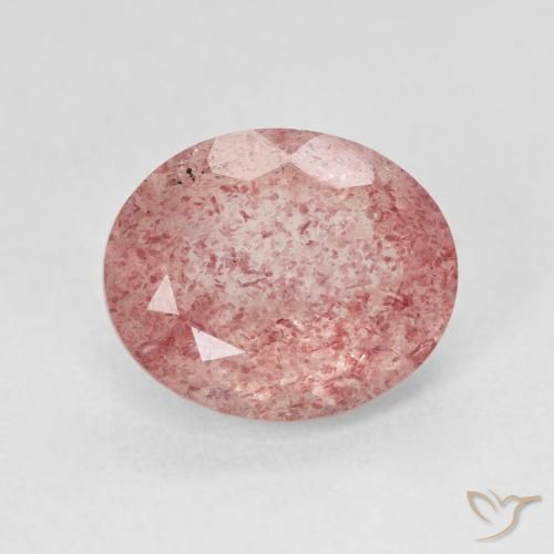 4.41ct 자연스러운 Medium Light-Pink 딸기 석영, 타원형, 투명한