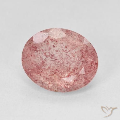 4.41캐럿 천연 Medium Light-Pink 딸기 석영, 타원형, 투명한