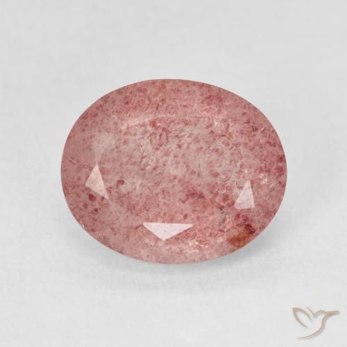4.44ct 자연스러운 Medium Light-Pink 딸기 석영, 타원형, 투명한