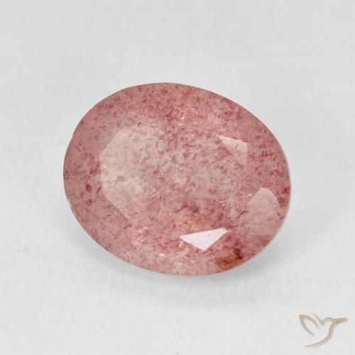 4.44캐럿 천연 Medium Light-Pink 딸기 석영, 타원형, 투명한