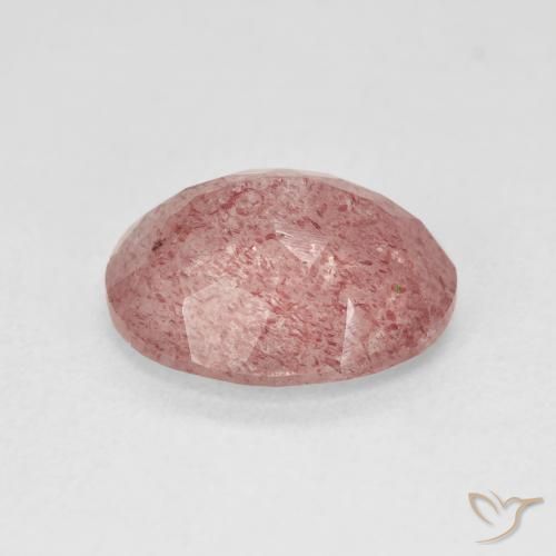 4.44캐럿 천연 Medium Light-Pink 딸기 석영, 타원형, 투명한
