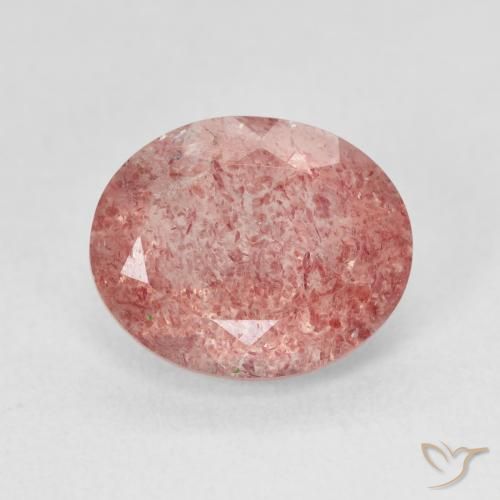 4.32ct 자연스러운 Medium Light-Pink 딸기 석영, 타원형, 투명한
