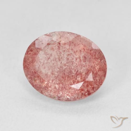 4.32캐럿 천연 Medium Light-Pink 딸기 석영, 타원형, 투명한