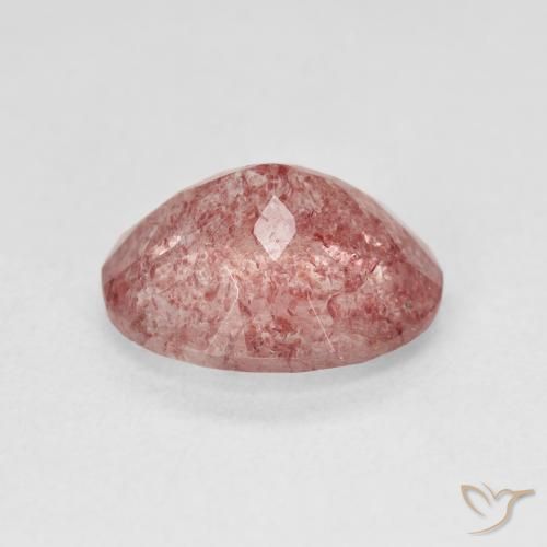4.32캐럿 천연 Medium Light-Pink 딸기 석영, 타원형, 투명한