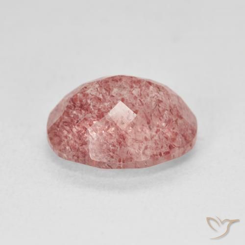 4.59캐럿 천연 Medium Light-Pink 딸기 석영, 타원형, 투명한