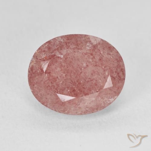 5.11ct 자연스러운 Medium Light-Pink 딸기 석영, 타원형, 투명한