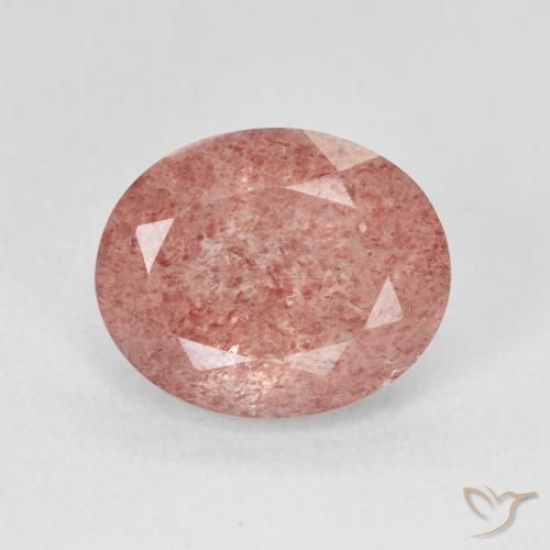 4.58ct 자연스러운 라이트 로즈 핑크 딸기 석영, 타원형, 투명한