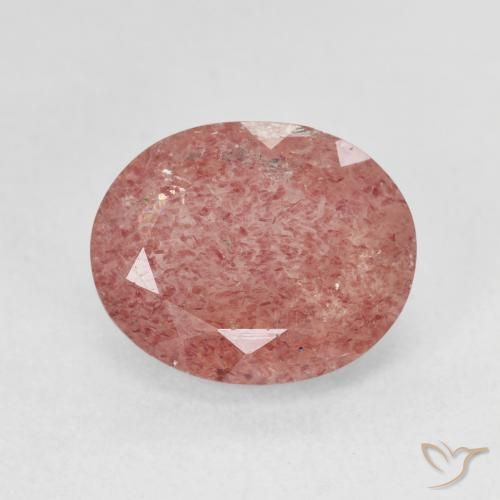 4.50ct 자연스러운 라즈베리 핑크 딸기 석영, 타원형, 투명한