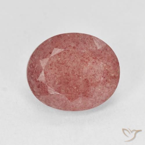 4.76ct 자연스러운 미디엄 핑크 딸기 석영, 타원형, 투명한