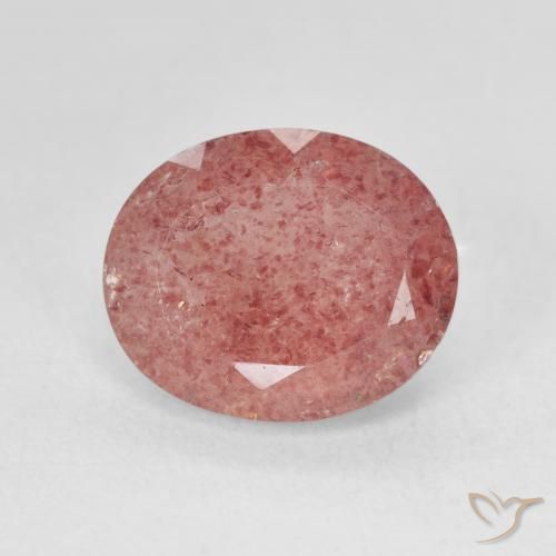 4.46ct 자연스러운 밝은 핑크 딸기 석영, 타원형, 투명한