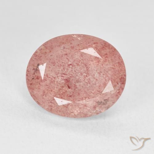 4.81ct 자연스러운 Medium Light-Pink 딸기 석영, 타원형, 투명한