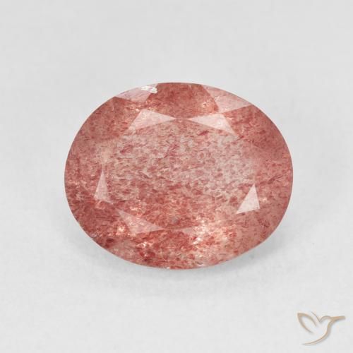 3.99ct 자연스러운 라즈베리 핑크 딸기 석영, 타원형, 투명한