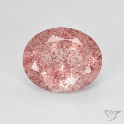 4.27ct 자연스러운 Medium Light-Pink 딸기 석영, 타원형, 투명한