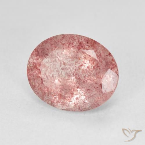 4.27캐럿 천연 Medium Light-Pink 딸기 석영, 타원형, 투명한