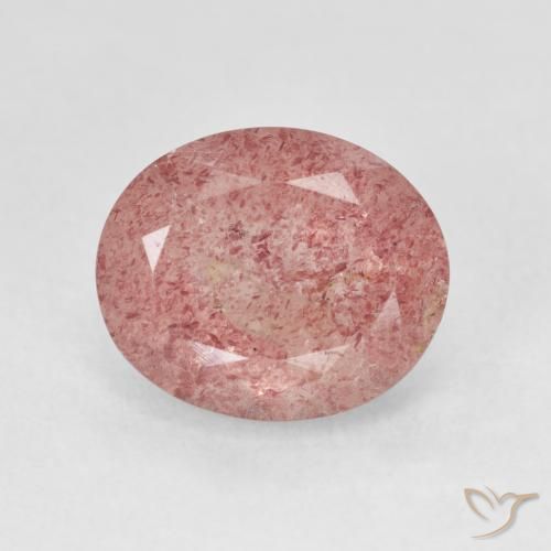 4.90ct 자연스러운 라이트 로즈 핑크 딸기 석영, 타원형, 투명한