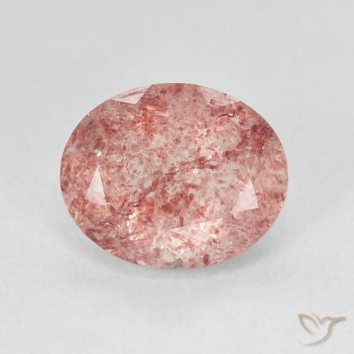 4.47ct 자연스러운 라이트 로즈 핑크 딸기 석영, 타원형, 투명한