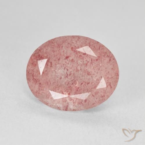 4.46ct 자연스러운 Medium Light-Pink 딸기 석영, 타원형, 투명한