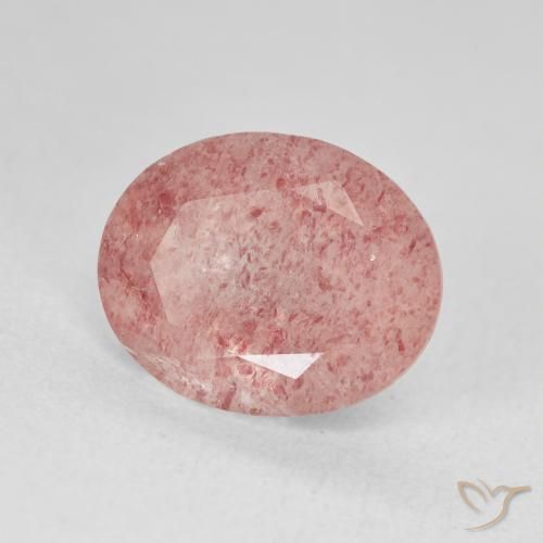 4.46캐럿 천연 Medium Light-Pink 딸기 석영, 타원형, 투명한