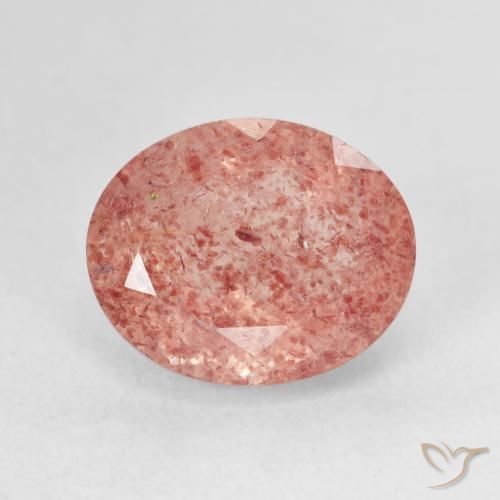 5.23ct 자연스러운 오렌지빛 핑크 딸기 석영, 타원형, 투명한