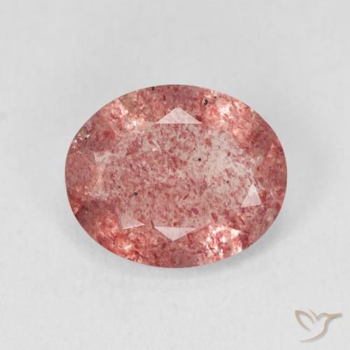 3.28ct 자연스러운 오렌지빛 핑크 딸기 석영, 타원형, 투명한